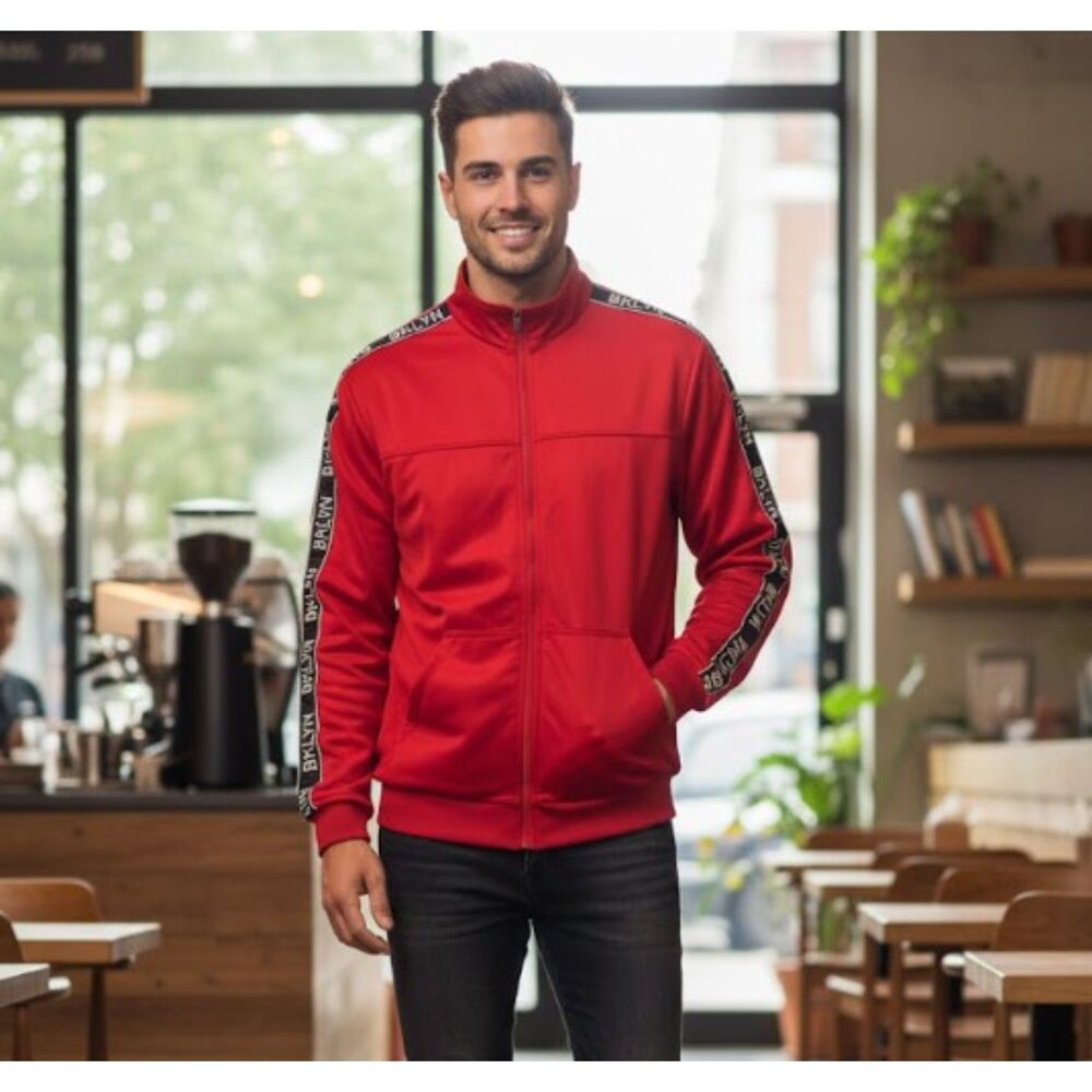 Brooklyn Laundry Jacket NWT Full Zip Long Sleeve Red Windbreaker Mens Size XL